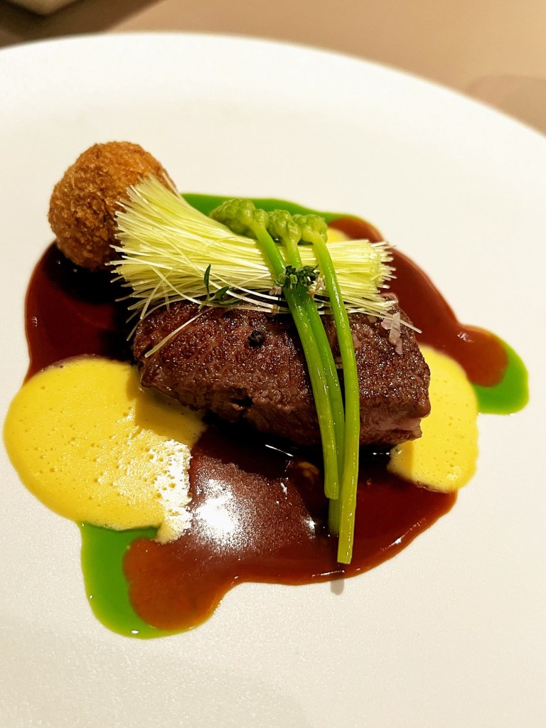 Roasted Japanese beef from Saga with corn by GohGan Fukuoka Japan