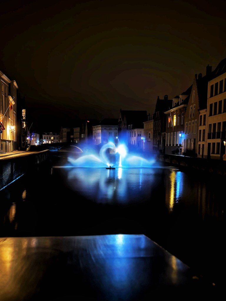 Winter Gloed 2024 Light Experience in Langerei Canal Bruges Belgium